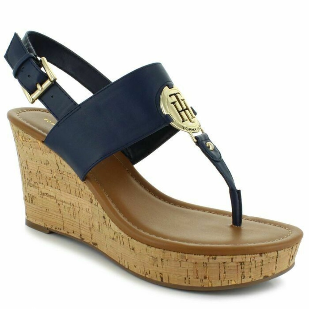 TOMMY HILFIGER Size 8.5  Navy Slingback Cork